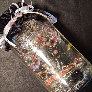 Jar of Mixed Jewelry 1/2 Gallon 5 Lbs. All necklaces, bracelets, rings, earrings